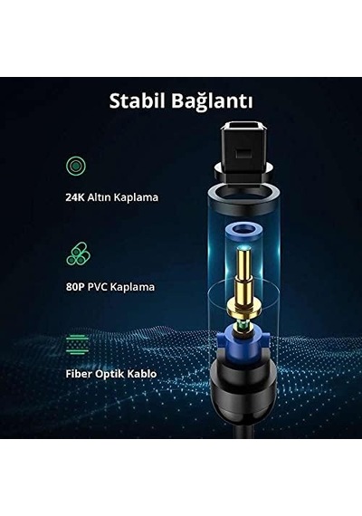 Fiber Optik Ses Kablosu Siyah 1.5 Metre