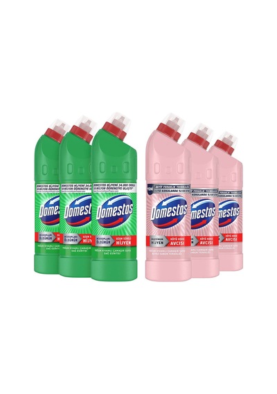 Domestos Beyaz Sabun Ferahlığı Çamaşır Suyu 3 x 750 ML + Domestos Dağ Esintisi Çamaşır Suyu 3 x 750 ML