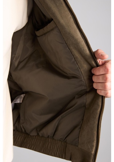 Defacto Regular Fit Polo Yaka Süet Görünümlü Fermuarlı Mont H2609ax26aukh260 Haki-kh260