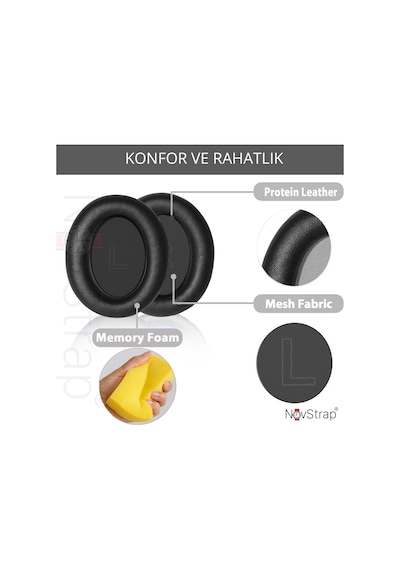Novstrap Anker Soundcore Life Q10 Q10 Bt İle Uyumlu Kulaklık Pedi Süngeri Yastığı Siyah