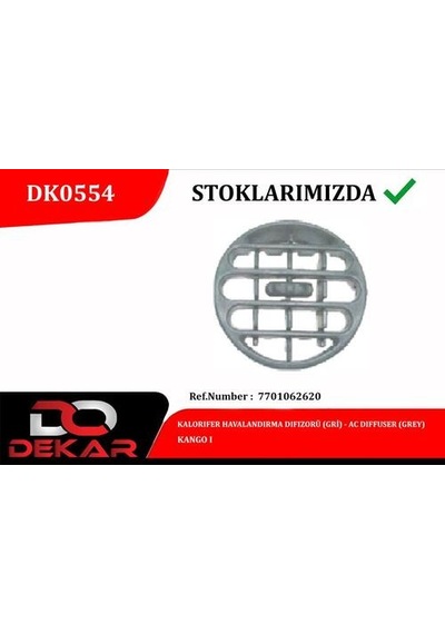 Dekar 0554 Kalorifer Havalandırma Difüzör Gri Kango I 7701062620