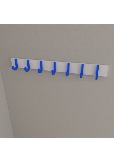 Hepsi3boyutlu Modern Duvar & Kapı Baston Askılık - 7 Adet Mavi J Askılık - Model No : 6 Mavi