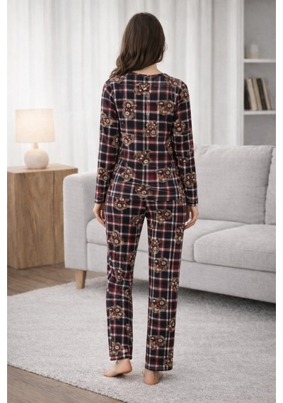 Pemilo Kadın 3564 Uzun Kol Süet Pijama Takımı Bordo Pemilo Kadın 3564 Uzun Kol Süet Pijama Takımı Bordo