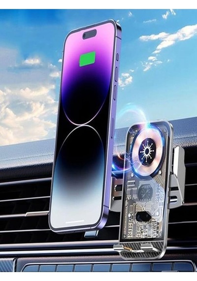 15w Sensörlü Araç İçi Wireless Şarjlı Telefon Tutucu Elite Şeffaf Süper Sessiz Tasarım 2 Mixed