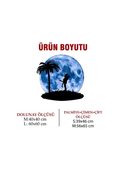 Kişiselleştirilebilir Led Işıklı Epoksi Katmanlı Tablo Tegan Sevgili Dolunay Mavi - 738248971 Mavi