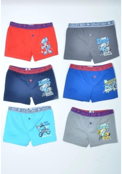 Tutku 0253 Erkek Çocuk Desenli Likralı Boxer Şort 6 Adet 001