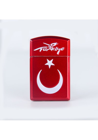 Mercitech Türkiye Logolu Ay Yıldızlı Kapaklı Full Metal Gazlı Çakmak Metal