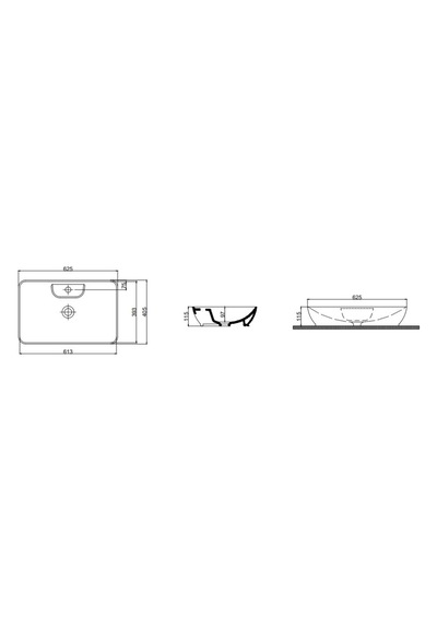 Tezgah Üstü Set Üstü Lavabo 40 62 Delikli Quarter Bath Smooth Line Beyaz