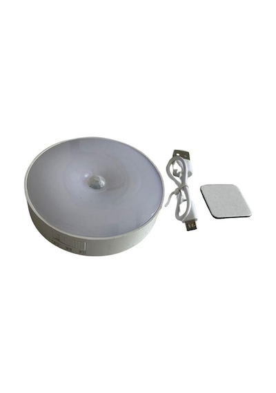 Hareket Sensörlü - Usb Şarjlı - Mıknatıslı Led Işık Lamba Yuvarlak 3 Renk Ayarlı Beyaz