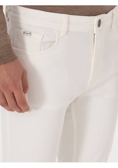 Cacharel Beyaz Slim Fit Pamuk Liyosel Karışımlı Jean Pantolon