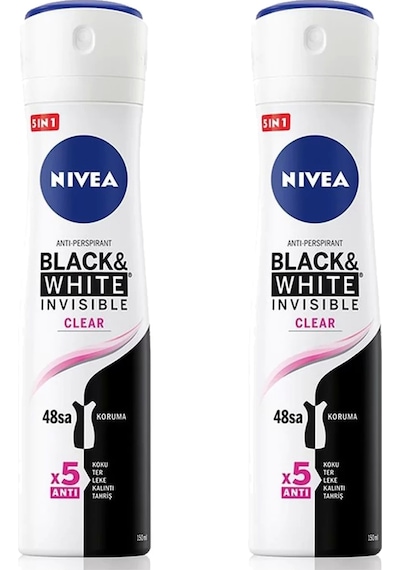 Nivea 2 Adet Invisible Black & White Clear Kadın Deodorant Sprey 1