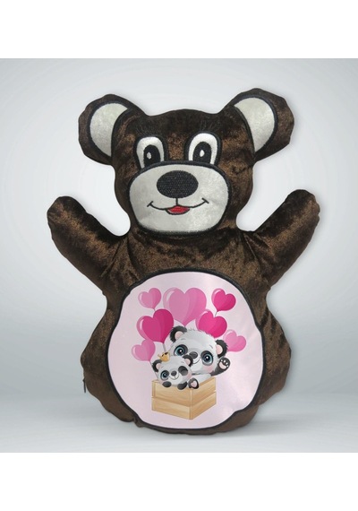 Bk Gift Sevimli Pandalar Tasarımlı Kahverengi Ayıcık Yastık-3