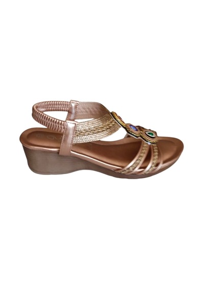 Guja 26y241-1 Kadın Taşlı Dolgu Topuklu Günlük Comfort Sandalet Bronz