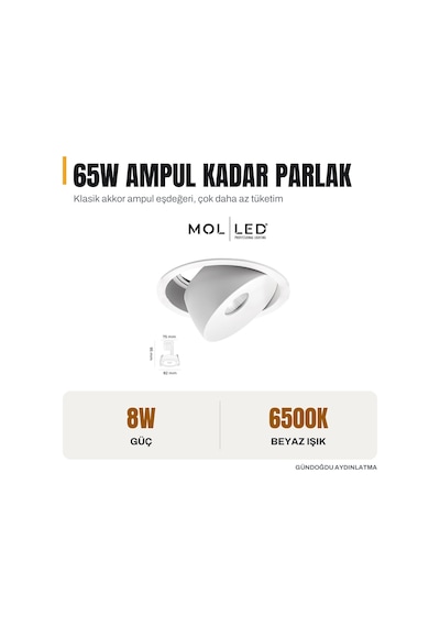Molled Milano Serisi 8w Sıva Altı Led Spot Beyaz Kasa 6500k - Mol3400-65k
