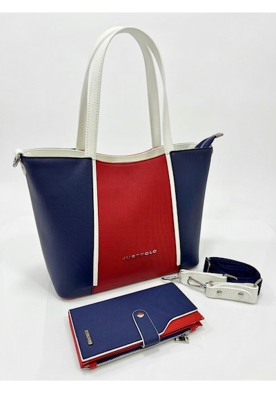Just Polo Kadın Orijinal Büyük Boy Lüks El & Omuz Çantası Ve Cüzdanı Shopper 27 X 33 Cm Tommy Kombin