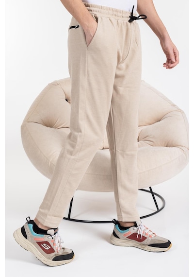 Mutlu City Double Face Kumaş Basic Düz Model Rahat Kalıp Pantolon Kesim Trend Erkek Eşofman Altı-2880-krem Rengi Krem