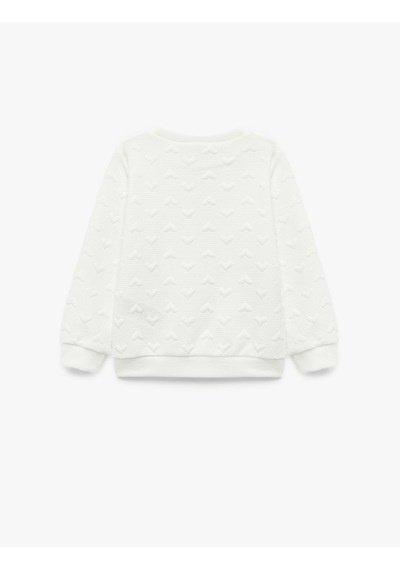 Koton Kalp Desenli Uzun Kollu Bisiklet Yaka Sweatshirt Ekru 7wmg10037ak