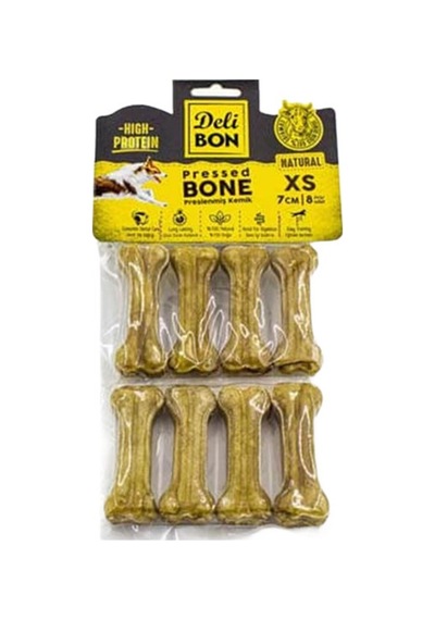 Deri Natural Press Kemik Köpek Ödülü 7 Cm 8'li