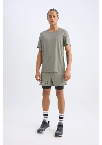 Defacto Defactofit Slim Fit Dar Kesim Bisiklet Yaka Baskılı Sporcu Kısa Kollu Tişört X6142az25spkh457 Haki
