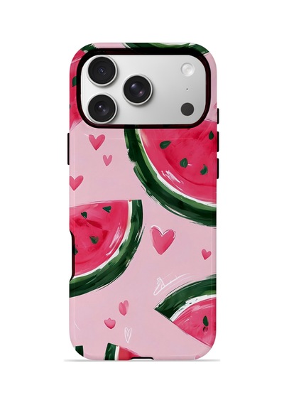 Apple iPhone Uyumlu 17 Pro Max Vorian Çift Katmanlı Magsafe Kılıf Watermelon Hearts