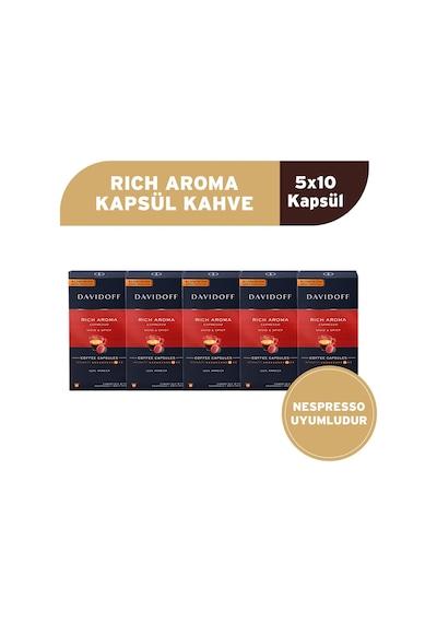 Davidoff Rich Aroma Espresso Kapsül Kahve 5x10 Adet - Nespesso Uyumludur