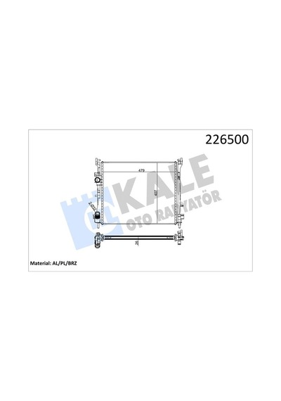 Kale-radyator Motor Su Radyatörü Renault Clıo Iı 98 05 Symbol 00 Symbol Iı 08 1.5dcı Mt Ac Mekanik 479x414x27 0528351ab 8200245596