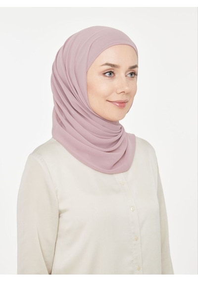 Melodi Scarf Kadın Tesettür Pratik Boru Boneli Hazır Şifon Şal Lila Lila