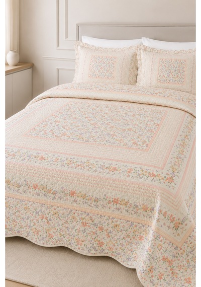 Gündelik Çeyizlik Hediyelik Kapitone Desenli Çift Kişilik / Battal Boy Yatak Örtüsü Takımı Seti 250x260 Örtü 50x70 2 Adet Yastık Kılıfı Silvia