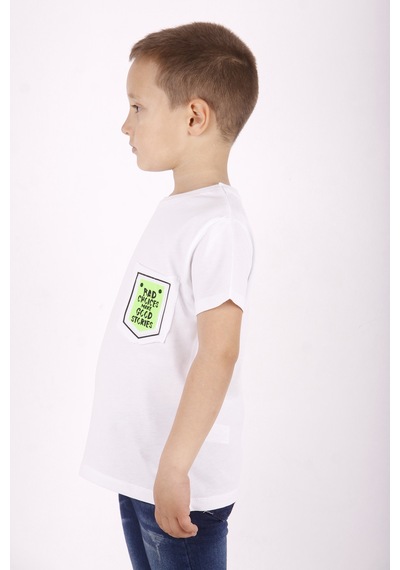 Toontoy Kids Toontoy Erkek Çocuk Cep Armalı Tişört Beyaz