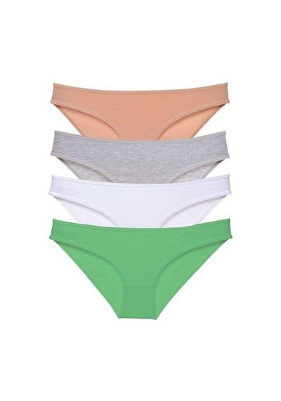 4 Adet Süper Eko Set Likralı Kadın Slip Külot Ten Gri Beyaz Yeşil Standart