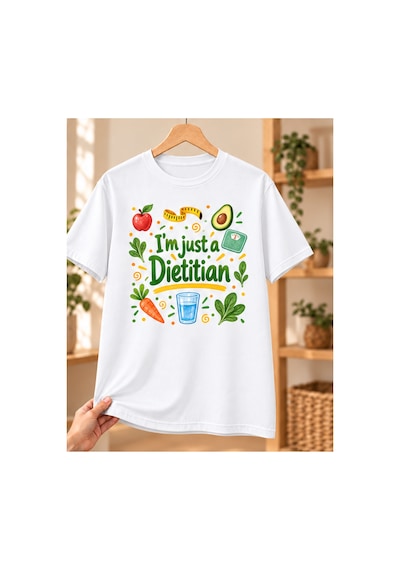 Mor Mürekkep Diyetisyen Baskılı Beyaz Tişört - Diyetisyene Hediye Unisex