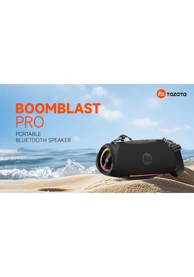 Tazata Boomblast Pro Bluetooth Hoparlör- Siyah 80w Ipx7, 12 Saat Şarj, Powerbank, İnanılmaz Ses