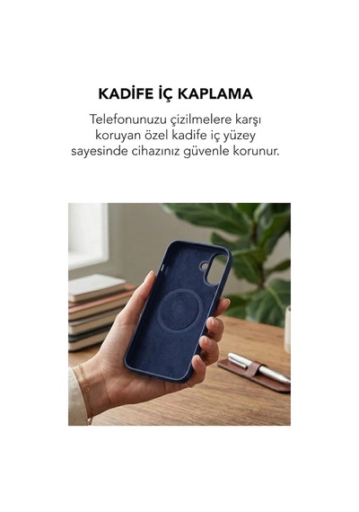 Apple İphone 16 Uyumlu Magsafe Lansman Silikon Kılıf Lacivert