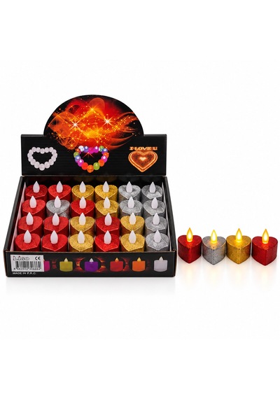 24 Adet Pilli Li - Simli Renkli Led Mum Çap : 3.5cm Yükseklik : 4.2cm İ10-026 5332