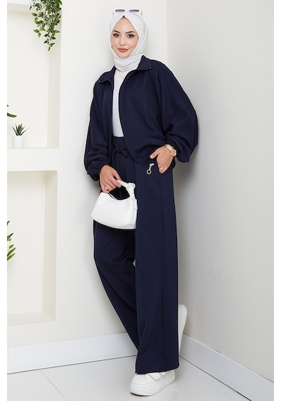 Bestenur Fermuarlı Oversize Takım 1595 - Lacivert Lacivert