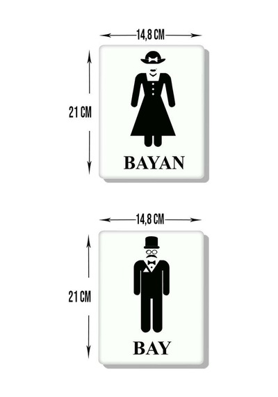 Decorıta Cam Wc Yönlendirme Levhası 2'Li Beyaz Bayan - Bay