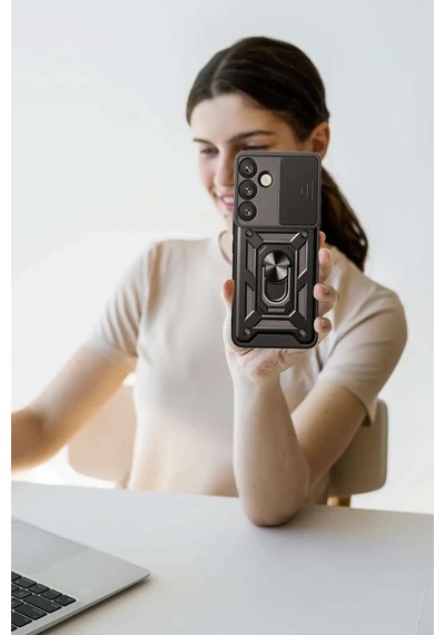 Galaxy S25 Fe Pars Lens Yüzüklü Silikon - Kırmızı