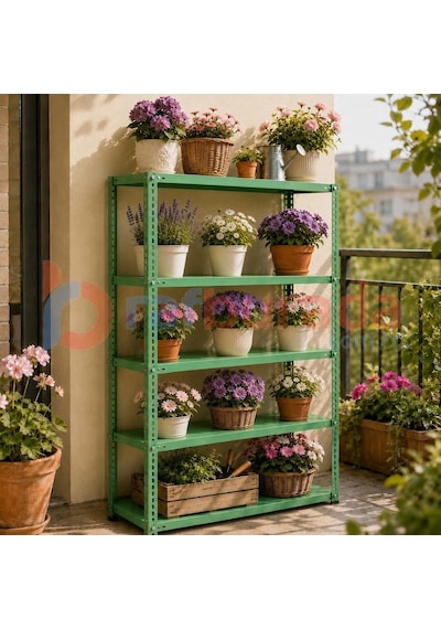 5 Katlı Renkli Dekoratif Çelik Raf - Çiçeklik Rafı, Ofis Rafı 0,70 Mm Diğer