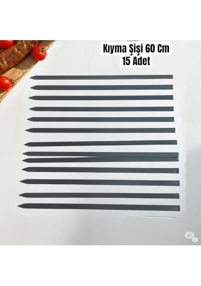 Adana Kebap Şişi 15 Adet 60 Cm Genişlik 2 Cm,2 Mm Kalınlık