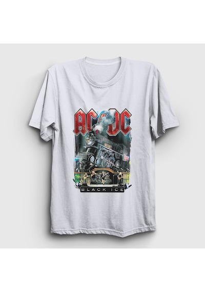 Presmono Unisex Black Ice Train Ac/dc T-shirt Beyaz