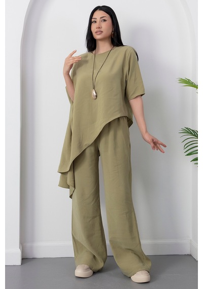 Kalopya Simetrik Crop Pantolon İkili Takım Grs3933 Yesıl