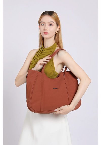 Hüvendo Siyah Büyük Boy Shopper Tasarım Hafif Kumaş Kadın Omuz Çantası