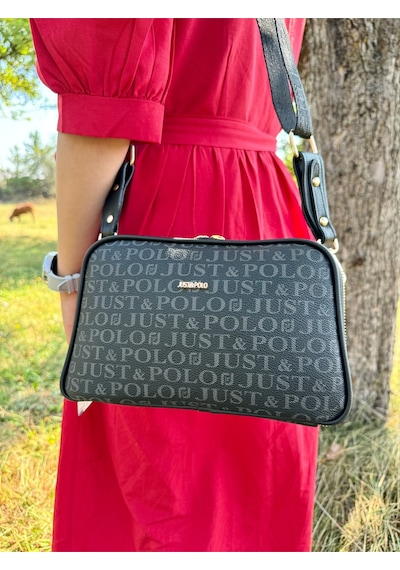 Just Polo Kadın Monogram Baskılı Yeni Sezon Omuz Çantası 232053mh Siyah