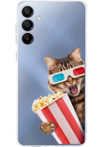 Samsung Galaxy A17 İle Uyumlu Kedi 1 Baskılı Kamera Korumalı Şeffaf Kılıf Şeffaf