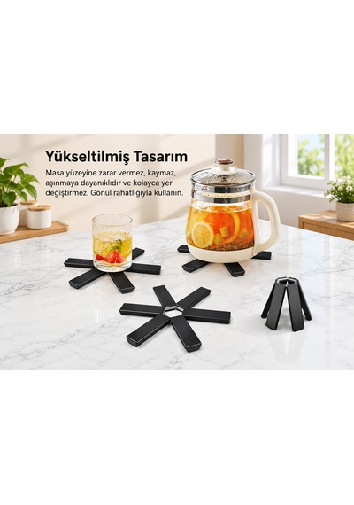 Katlanabilir Tencere Tava Pratik Şık Nihale Siyah
