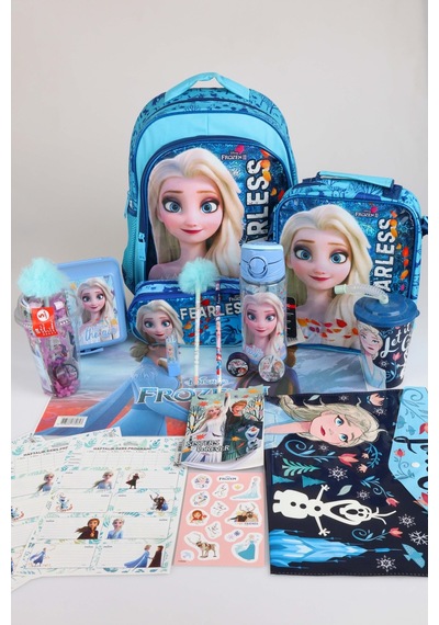 X Dekomus Lisanslı "fearless Collection" Elsa Frozen Okul Ve Kırtasiye Seti Okul,termoslu Beslenme Ve Kalem Çantası,matara,beslenme Kabı Altın