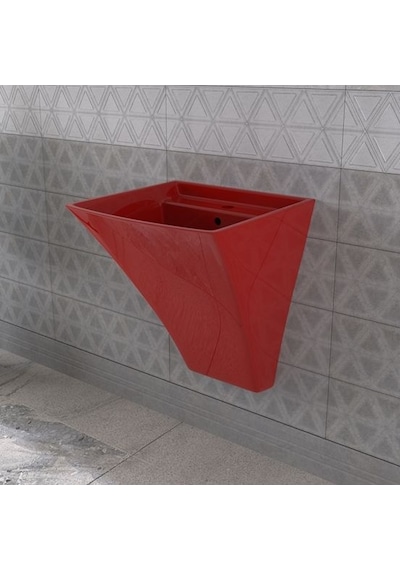 Lucco Loop 50 CM Asma Monoblok Lavabo Kırmızı