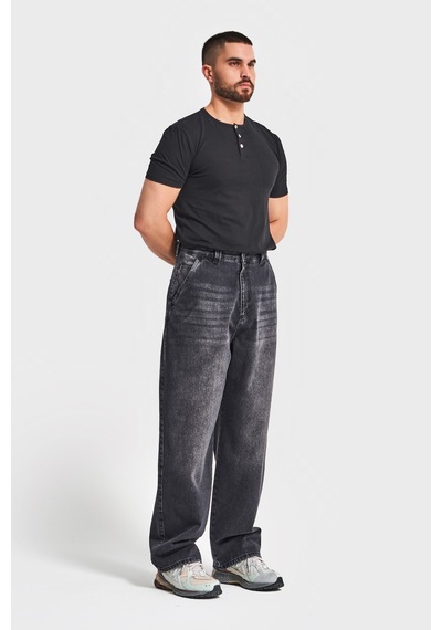 Itsbasic Erkek Füme Rengi 2w5-1 Skater Fit Bol Kesim %100 Koton Denim Jean