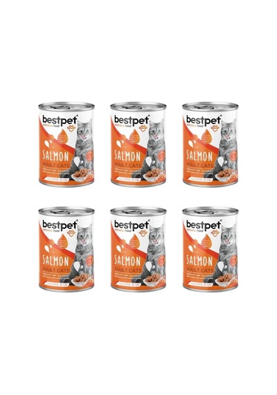 Tr Bestpet Sterilised Somonlu Kısırlaştırılmış Kedi Konservesi 400 Gr 6'li Paket Yetişkin Kediler İçin Yaş Mam