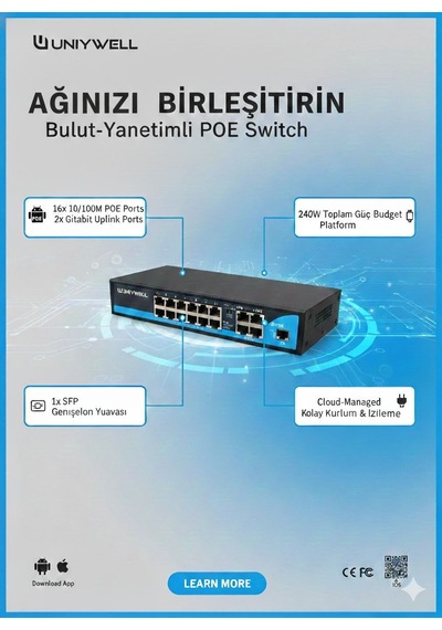 Unıywell Unw-ps316g 16+2 + 1spf Port Poe Swicth